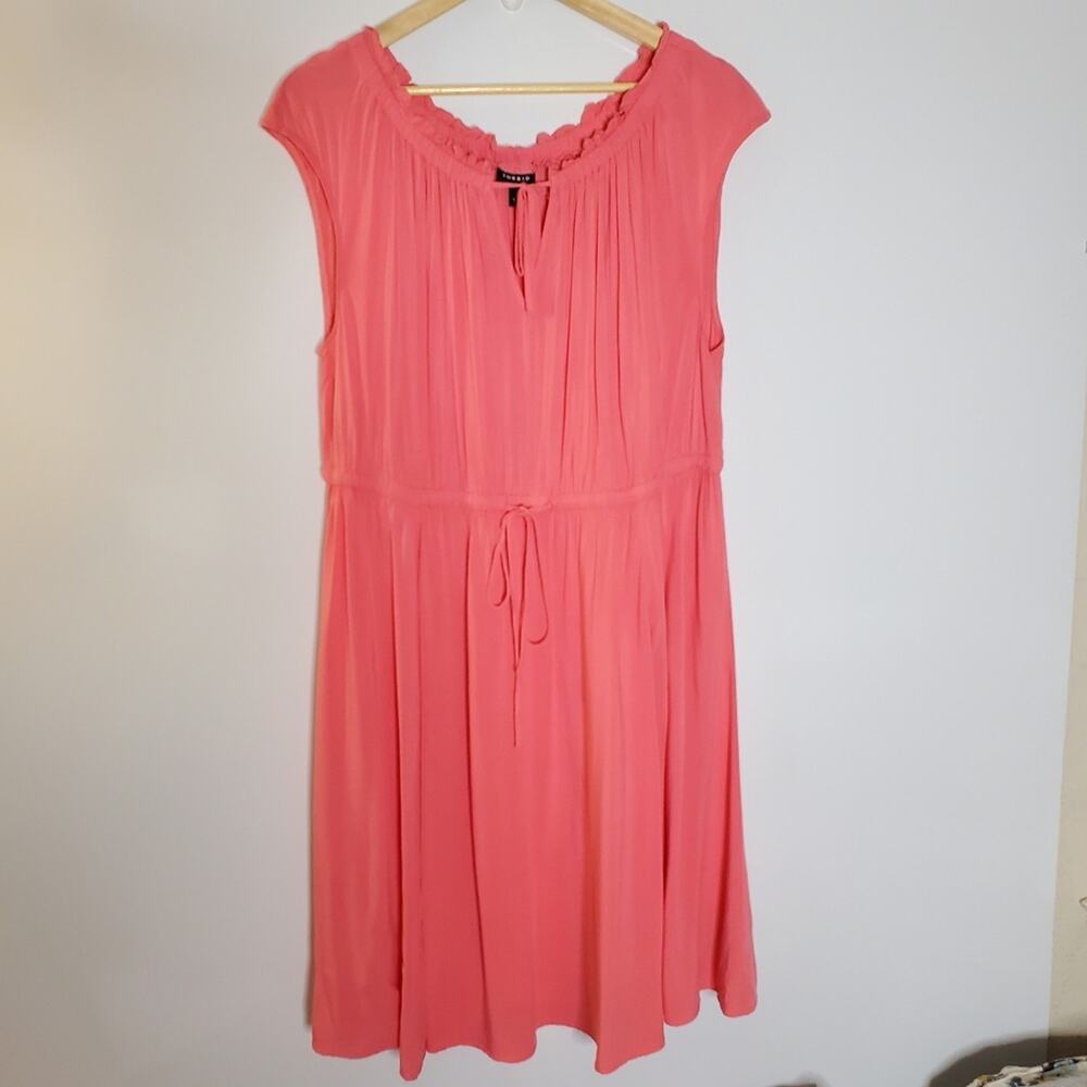 Torrid 2x Tie-Front Skater Dress - Challis Coral Excellent condition